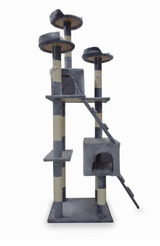 DRAPAK DLA KOTA DRZEWKO 170CM SZARY STABILNY DOMEK Z SIZALEM DO DRAPANIA