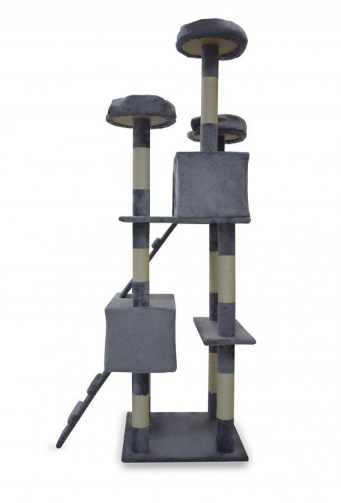 DRAPAK DLA KOTA DRZEWKO 170CM SZARY STABILNY DOMEK Z SIZALEM DO DRAPANIA