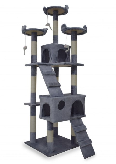 DRAPAK DLA KOTA DRZEWKO 170CM SZARY STABILNY DOMEK Z SIZALEM DO DRAPANIA