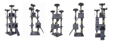 DRAPAK DLA KOTA DRZEWKO 170CM SZARY STABILNY DOMEK Z SIZALEM DO DRAPANIA