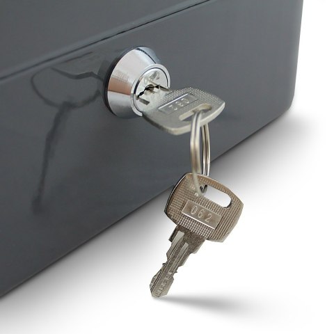 Kasetka metalowa zamykana na klucz 20 cm do przechowywania i transportu gotówki