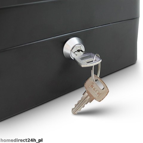 Czarna kasetka na klucz 20 cm – metalowy schowek na pieniądze, biżuterię i drobiazgi z zamkiem