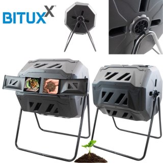 KOMPOSTOWNIK DO OGRODU PLASTIKOWY 160L BĘBNOWY OBROTOWY