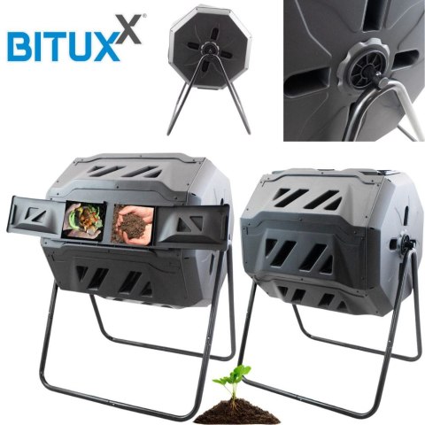 KOMPOSTOWNIK DO OGRODU PLASTIKOWY 160L BĘBNOWY OBROTOWY