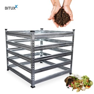 Kompostownik Ogrodowy do Ogrodu Metalowy 930 L Otwarty wrzutowy Bituxx