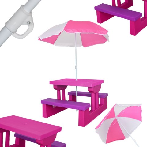 ŁAWKA ŁAWECZKA OGRODOWA DLA DZIECI Z PARASOLEM RÓŻOWA