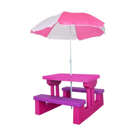 ŁAWKA ŁAWECZKA OGRODOWA DLA DZIECI Z PARASOLEM RÓŻOWA