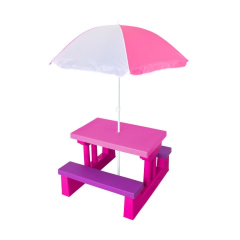 ŁAWKA ŁAWECZKA OGRODOWA DLA DZIECI Z PARASOLEM RÓŻOWA