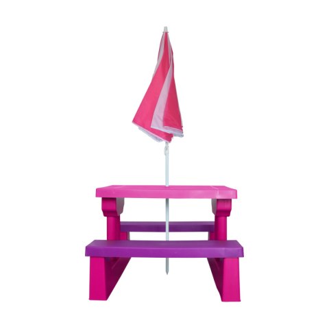 ŁAWKA ŁAWECZKA OGRODOWA DLA DZIECI Z PARASOLEM RÓŻOWA