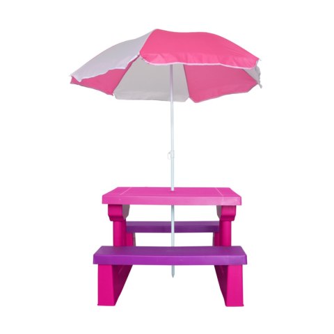 ŁAWKA ŁAWECZKA OGRODOWA DLA DZIECI Z PARASOLEM RÓŻOWA