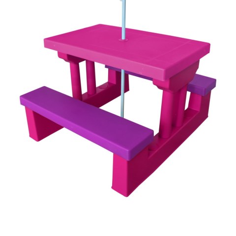 ŁAWKA ŁAWECZKA OGRODOWA DLA DZIECI Z PARASOLEM RÓŻOWA