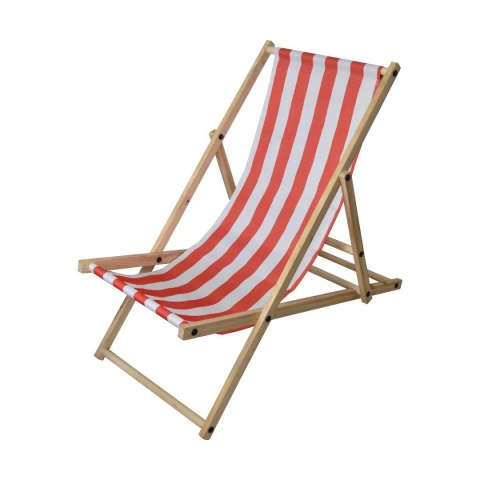 LEŻAK DREWNIANY OGRODOWY SKŁADANY Z REGULACJĄ WYSOKOŚCI CZERWONO-BIAŁY