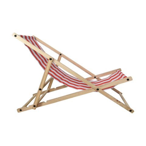 LEŻAK DREWNIANY OGRODOWY SKŁADANY Z REGULACJĄ WYSOKOŚCI CZERWONO-BIAŁY