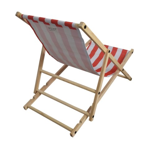 LEŻAK DREWNIANY OGRODOWY SKŁADANY Z REGULACJĄ WYSOKOŚCI CZERWONO-BIAŁY