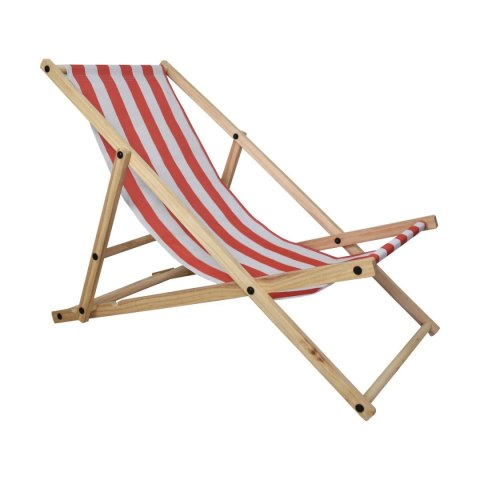 LEŻAK DREWNIANY OGRODOWY SKŁADANY Z REGULACJĄ WYSOKOŚCI CZERWONO-BIAŁY