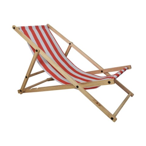 LEŻAK DREWNIANY OGRODOWY SKŁADANY Z REGULACJĄ WYSOKOŚCI CZERWONO-BIAŁY