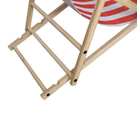 LEŻAK DREWNIANY OGRODOWY SKŁADANY Z REGULACJĄ WYSOKOŚCI CZERWONO-BIAŁY