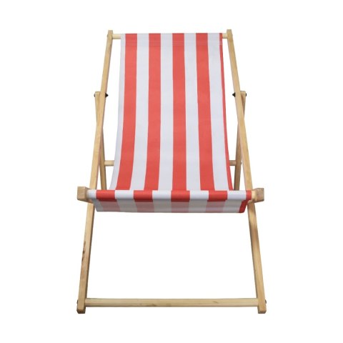 LEŻAK DREWNIANY OGRODOWY SKŁADANY Z REGULACJĄ WYSOKOŚCI CZERWONO-BIAŁY