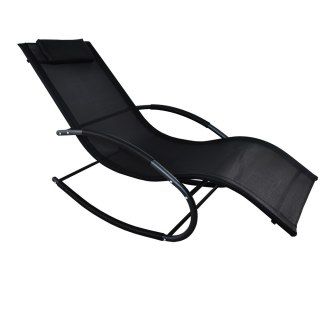 LEŻAK OGRODOWY BITUXX CZARNY BUJANY FOTEL DO OGRODU MATERIAŁOWY