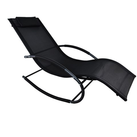 LEŻAK OGRODOWY BITUXX CZARNY BUJANY FOTEL DO OGRODU MATERIAŁOWY