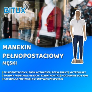 MANEKIN MĘSKI PEŁNOPOSTACIOWY WYSTAWOWY NA WITRYNĘ SKLEPOWĄ 190CM