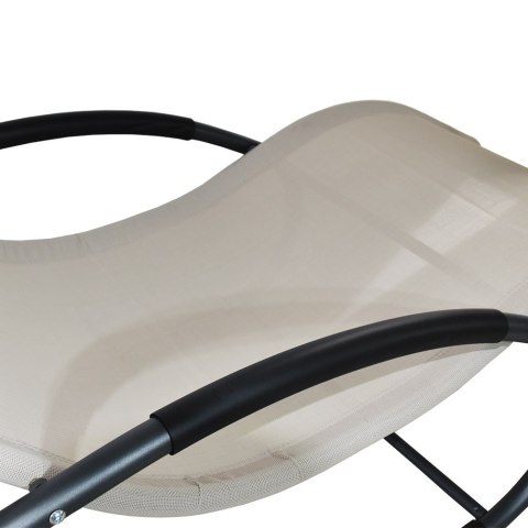 leżak ogrodowy materiałowy Bujany Bituxx na taras beżowy