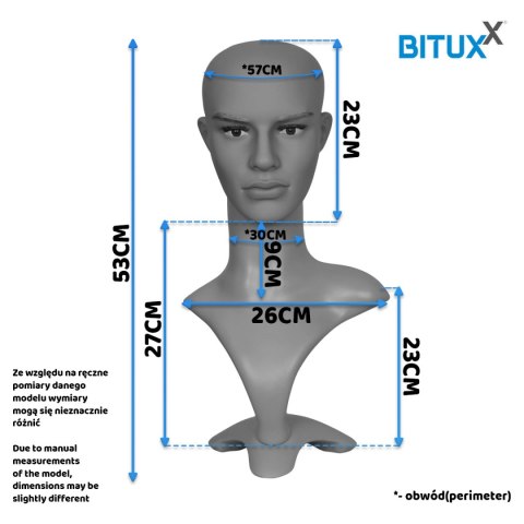 Manekin męski głowa Bituxx do ekspozycji nakryć głowy peruek biżuterii beżowy