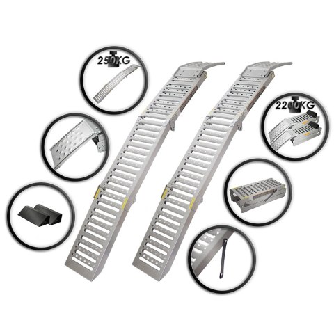 STALOWE NAJAZDY RAMPY BITUXX SKŁADANE 2M DŁUGOŚCI KOMPLET DO 2,2T