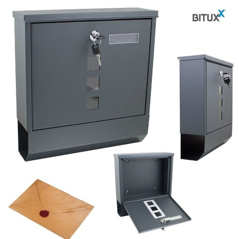 Skrzynka pocztowa Bituxx grafitowa z tubą na gazety gazetnik naścienna wisząca