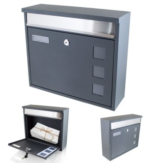 NOWOCZESNA SKRZYNKA POCZTOWA NA LISTY SOLIDNA CIEMNOSZARA BITUXX