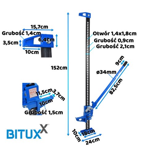 PODNOŚNIK KOLEJOWY FARMERSKI 3T 132cm WYSOKOŚĆ LEWAREK