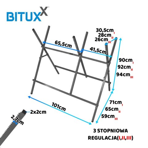 PROFESJONALNY METALOWY STOJAK DO CIĘCIA DREWNA BITUXX NIEBIESKI