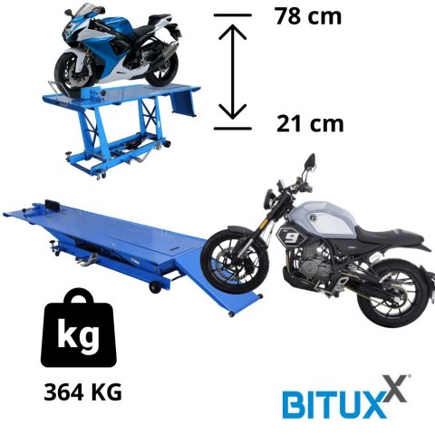 Podnośnik nożycowy motocyklowy Hydrauliczny z pompką nożną 364 kg Bitux