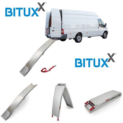 RAMPA ALUMINIOWA BITUXX O UDŹWIGU 340KG NAJAZD + PAS ZABEZPIECZAJĄCY