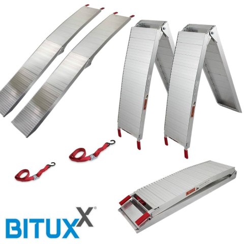 RAMPY ALUMINIOWE BITUXX O UDŹWIGU 680KG 205CM ZESTAW 2 SZT + PASY