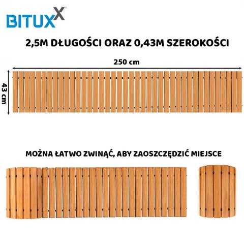 ŚCIEŻKA OGRODOWA Z DRZEWA CEDROWEGO 250CM X 43CM BITUXX ZWIJANA DO OGRODU DRÓŻKA