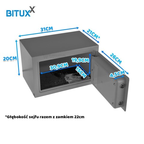 Bituxx sejf meblowy z zamkiem elektronicznym – bezpieczna szafka na dokumenty i wartości