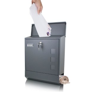 SKRZYNKA POCZTOWA NA LISTY + GAZETNIK NAŚCIENNA SZARA SOLIDNA