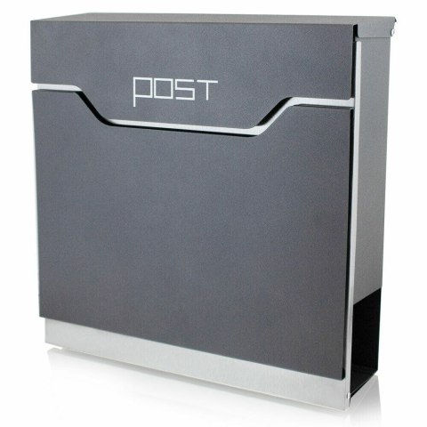 SOLIDNA SKRZYNKA POCZTOWA NA LISTY ELEGANCKA GRAFITOWA Z GAZETNIKIEM