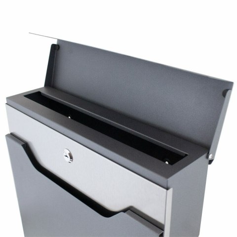 SOLIDNA SKRZYNKA POCZTOWA NA LISTY ELEGANCKA GRAFITOWA Z GAZETNIKIEM