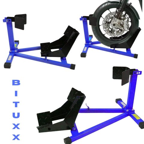 Bituxx Stojak Motocyklowy na Przednie Koło 17–21″ – Stabilny Uchwyt Warsztatowy / Transportowy