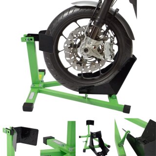 STOJAK DO MOTORU MOTOCYKLA PRZÓD ZIELONY MOCNY UCHWYT 17-21 CALI