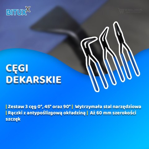 SZCZYPCE CĘGI DEKARSKIE BLACHARSKIE ZESTAW DO BLACH 0° 45° 90° 3 SZT