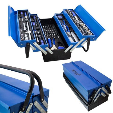 Skrzynka narzędziowa otwierana kolor niebieski 85 elementów Bituxx