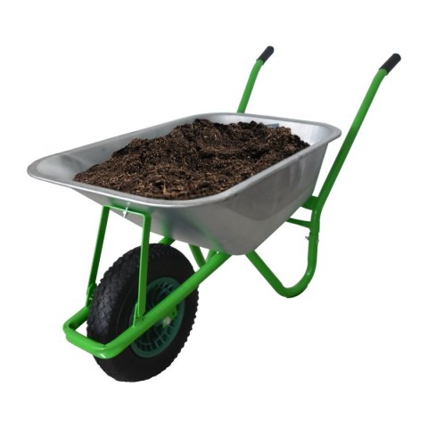 TACZKA JEDNOKOŁOWA OCYNKOWANA BITUXX ZIELONY STELAŻ POJEMNOŚĆ 100L DO 250KG