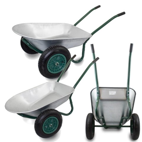 Taczka ogrodowa solidna ocynkowana misa pojemna do 100 litrów udźwig do 150kg wytrzymałe koło