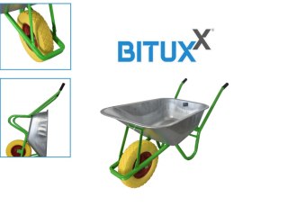 Taczka ogrodowa do 250kg pojemność 100 litrów zielony stelaż żółte koło pełne