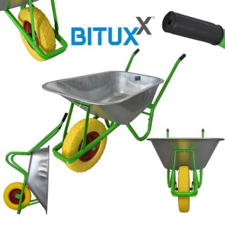 Taczka ogrodowa do 250kg pojemność 100 litrów zielony stelaż żółte koło pełne