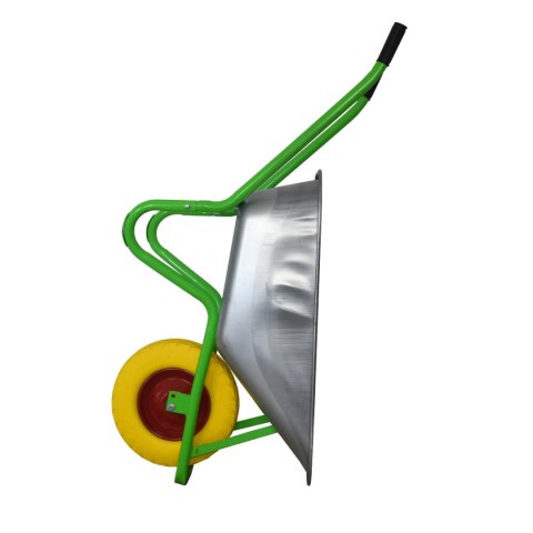 Taczka ogrodowa do 250kg pojemność 100 litrów zielony stelaż żółte koło pełne