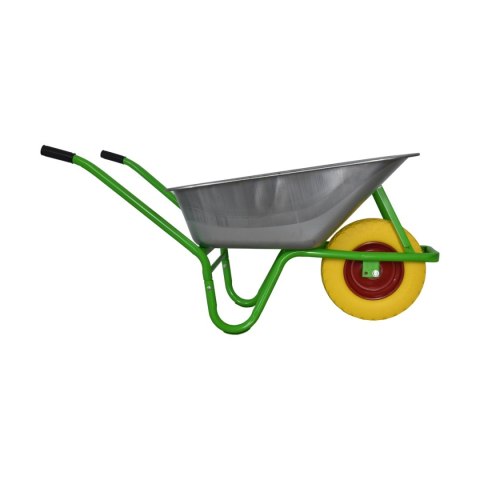 Taczka ogrodowa do 250kg pojemność 100 litrów zielony stelaż żółte koło pełne